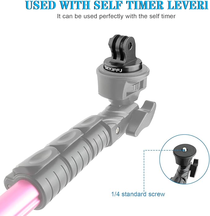 Aluminum Tripod Adapter Attachment Bolt Adapter for Monopod Mount with Aluminum CNC Thumbscrew Compatible Gopro Hero 13 12 11 10 9 8 DJI Osmo Insta360 AKASO and Other Action Camera