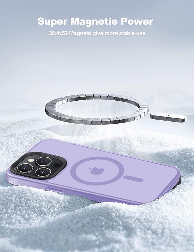 Tigowos for iPhone 15 Pro Magnetic Case Fits MagSafe Drop Resistant Shockproof Back Cover Fits iPhone 15 Pro Phone Cases 6.1", Light Purple