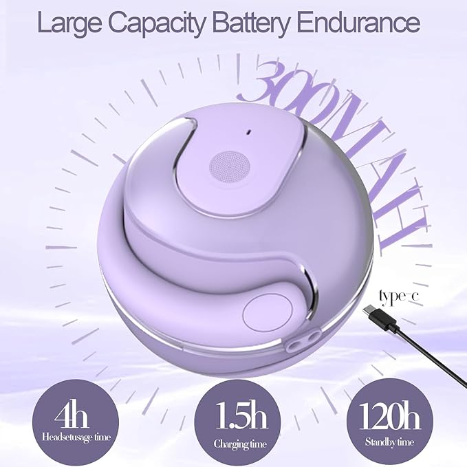 Open Ear Headphones, Bluetooth 5.4 Wireless Sports Headphones with Digital Display Charging Case 48 Hours Playtime True Earbuds with Earhooks for Running Walking Workout (Fresh Purple)