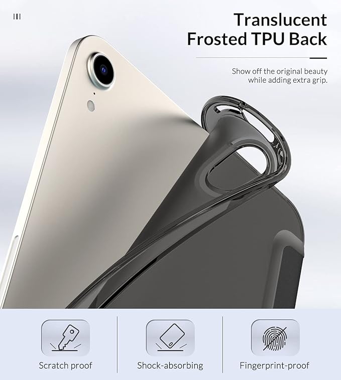 MoKo Case Fit New iPad mini 7 (A17 Pro) 2024, iPad mini 6th Generation Case 2021 (8.3-inch), iPad mini 6 Case, Soft TPU Translucent Frosted Back Cover Case for iPad mini 7th, Black