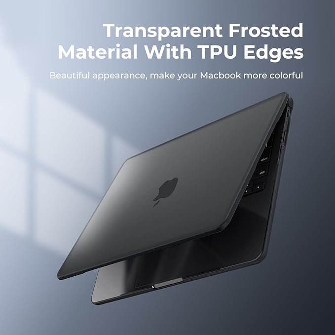 BlueSwan Anti-Cracking Hard Shell Case Compatible with MacBook Pro 14-inch M5 2026 2025-2021 Release M4 M3 M2 M1 Pro/Max Chip, Anti-Fingerprint Soft TPU Bumper, Frosted Black