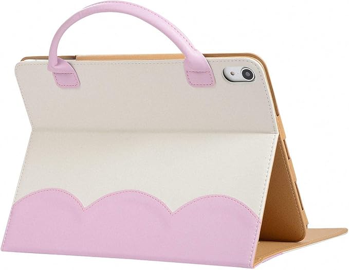 Handbag Case for iPad A16 11" 11th/10th Generation (2025/2022), Techcircle Cute Bowknot Pocket [Magnetic Closure] Wallet Folio Stand Double Handle PU Leather Carrying Case, Auto Sleep/Wake, Pink
