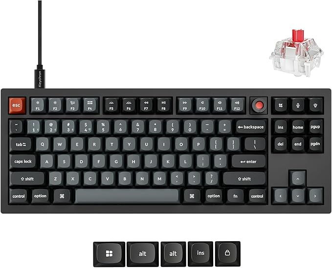 Keychron V3 8K TKL Wired Mechanical Keyboard, 8000 Hz Polling Rate QMK Programmable Knob Hot-Swappable Gaming Keyboard, RGB Backlit, Ergonomic PBT Keycaps for Mac Windows Linux-Linear Red Switch