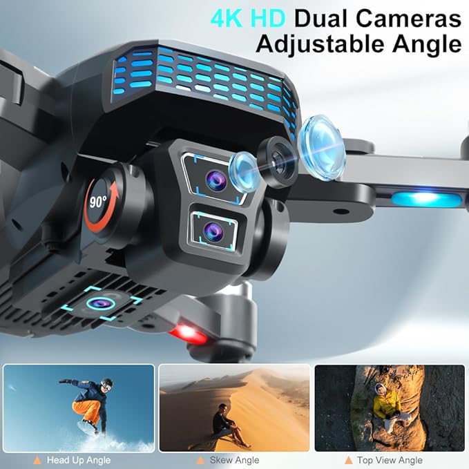 OBEST Drone with 4K Camera for Adults, Brushless Motor FPV Foldable RC Drones, 360° Flips, Headless Mode, Gesture Control, 40min Flight Time, 2 Batteries