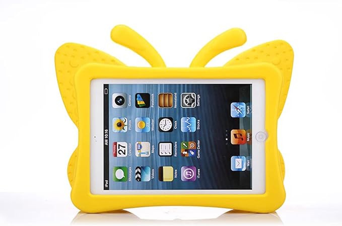 Kids Case for Apple iPad Mini 5/Mini 4/Mini 3/Mini 2/Mini 1 with kickstand Soft EVA Foam Lightweight Shockproof Stand Cover for iPad Mini 5th/4th/3rd/2nd/1st Generation 7.9", Yellow Butterfly