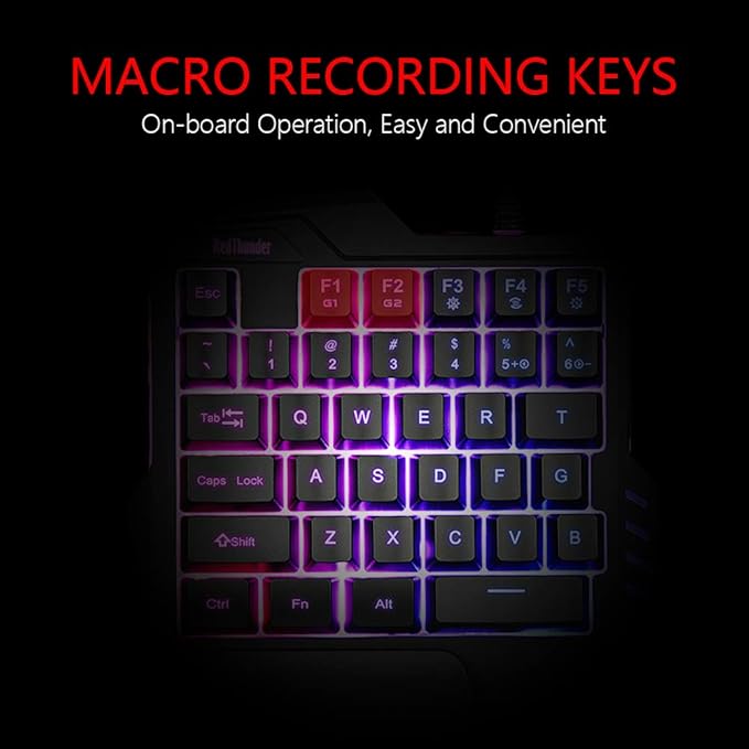 RedThunder One-Handed RGB Gaming Keyboard and Mouse Combo, 35 Keys Mini Gaming Keypad, 6400 DPI Mouse, Portable Game Controller for PC Gamer