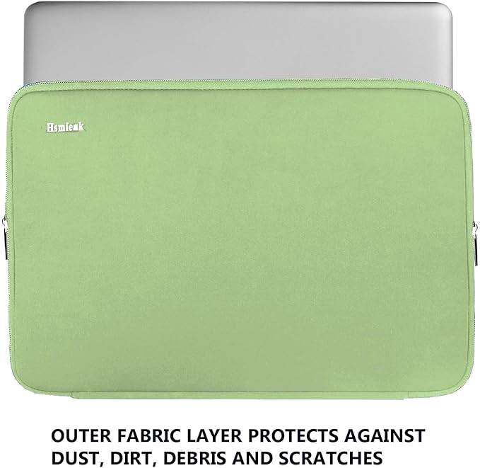 Laptop Sleeve Case 15.6 Inch, Durable Shockproof Protective Cover Flip Case Briefcase Carrying Bag Compatible with 15.6" HP, ASUS, Lenovo, Acer, Notebook, Computer, Light Green