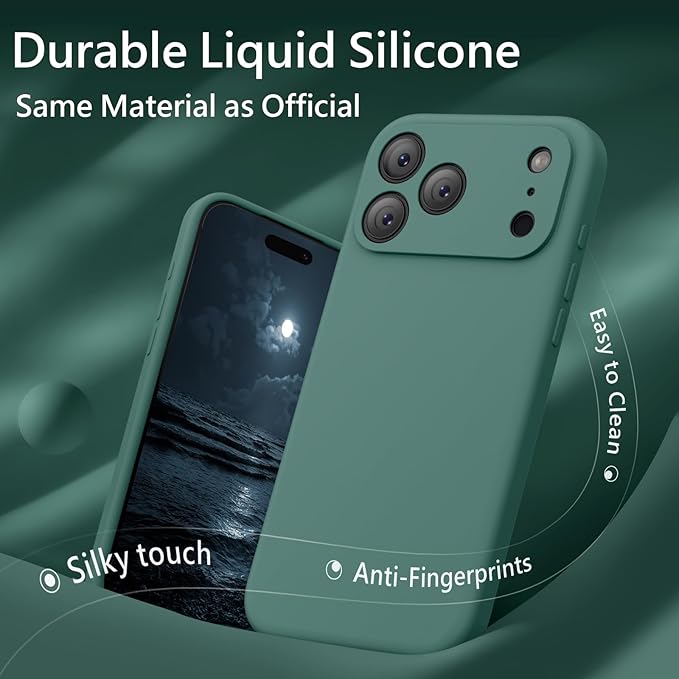 FireNova Magnetic for iPhone 17 Pro Case, Compatible with MagSafe, [Integrated Silicone Camera Control Button] [Camera Protection] Anti-Scratch Microfiber Lining Phone Case, 6.3", Midnight Green