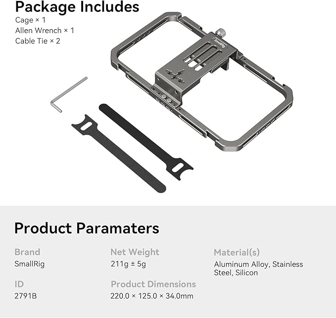 SmallRig Universal Smartphone Video Rig for iPhone 17 16 15 14 for Samsung, Filmmaking Vlogging Rig Aluminium Alloy Phone Video Cage Grip with Cold Shoe Mount for Videomaker Videographer