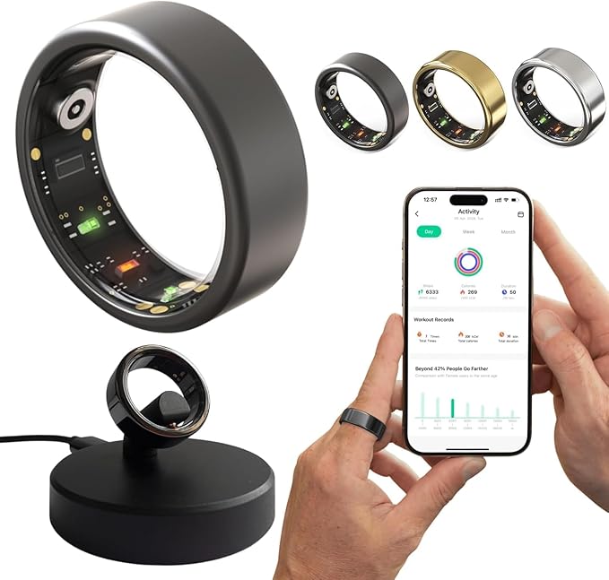 2026 Smart Ring for Women & Men Health Fitness Tracker for Daily Activity Workouts | Heart Rate Sleep Blood Oxygen Steps Cycle Monitoring Meditation | No Subscription Required (Black, #13)