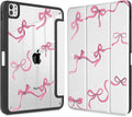 May Chen Case for iPad Pro 11-Inch M5/M4 2025/2024 (6th/5th Generation), Clear Transparent Print Back Shell Slim Stand Shockproof Tablet Cover, Auto Wake/Sleep, White Bows