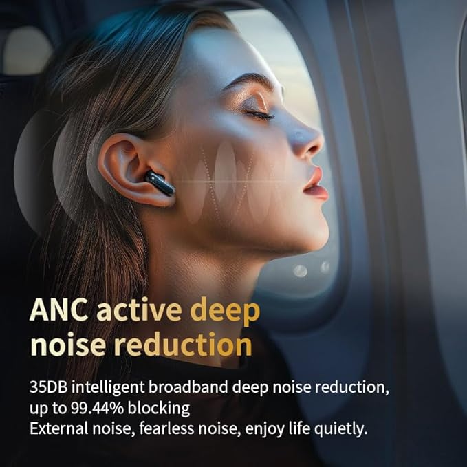 Touch screen earbuds Wireless Earbuds - Active Noise Cancelling Earbuds ANC with Smart Touch Screen - Ear Earbuds with Wireless Charging Case LED Display Deep Bass Earphones Headset with Built (White)