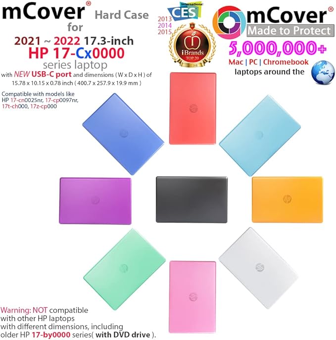 mCover Case Compatible ONLY for 2021-2023 17.3" HP Laptop 17-CNxxxx Series (No DVD Drive) Windows Laptop Computer - Orange