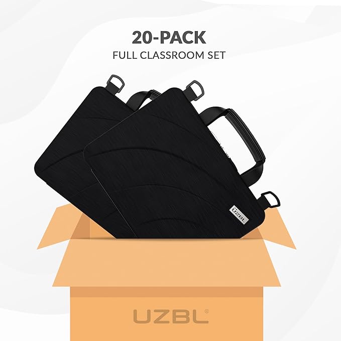 UZBL 13-14 Inch Always-on Chromebook Protective Hard Case with Adjustable Shoulder Strap and Carrying Handles (20 Pack)