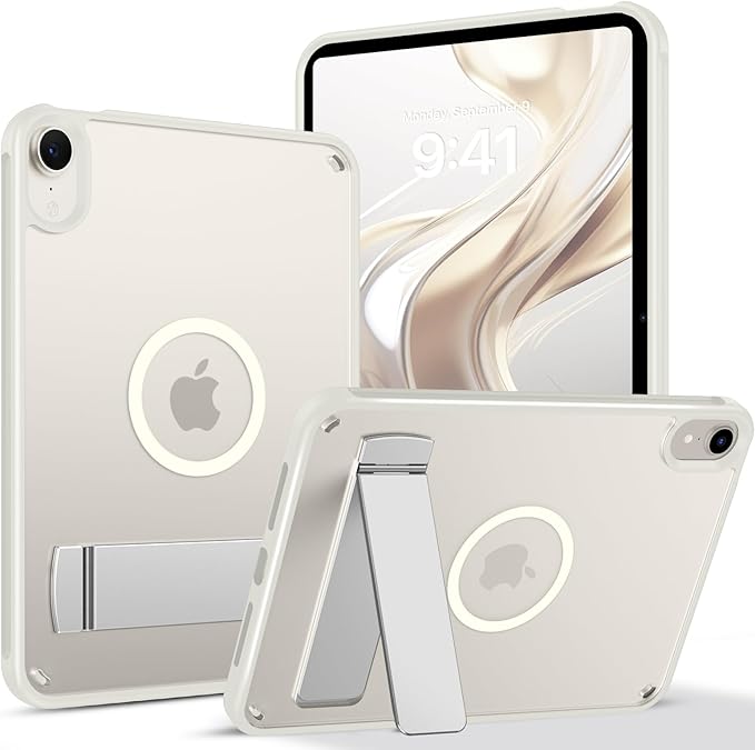 GUAGUA for iPad mini 7 Case 2024 (A17 Pro), Magnetic Mini 7th/6th Generation Case with Stand(2024/2021) with Pencil Holder Slim Protective Kickstand Case for iPad mini 7th/6th 8.3'', Space Gray