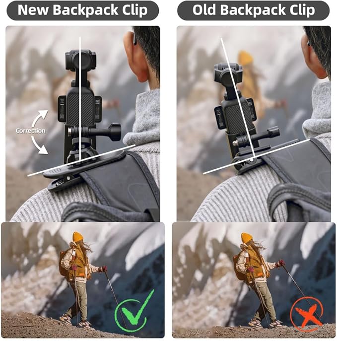 360° Rotation Backpack Strap Mount,Quick Clip Mount with Expand Frame Compatible with DJI Osmo Pocket 3