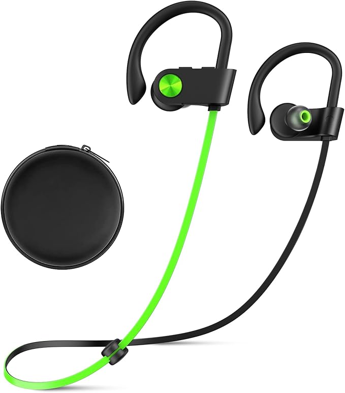 Bluetooth Headphones, Bluetooth 5.3 IPX7 Waterproof Wireless Sports Earbuds for Workout Gym, 16 Hrs Playtime Running Headphones with Noise Cancelling Mic, HiFi Bass Stereo in-Ear Earphones