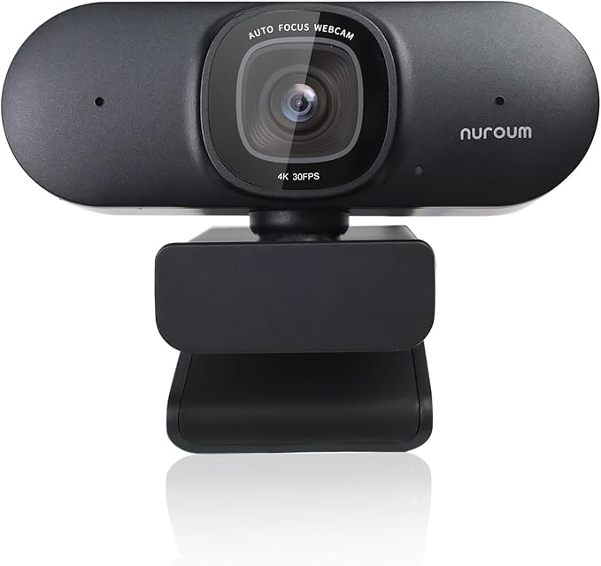 NUROUM V32AF 4K Webcam for PC, Adjustable FOV, Premium CMOS, Autofocus Auto-Framing, Noise Canceling Microphones, USB Plug&Play Web Camera for Desktop/Laptop/Mac, Video Calls w/Zoom/Teams/Google Meet