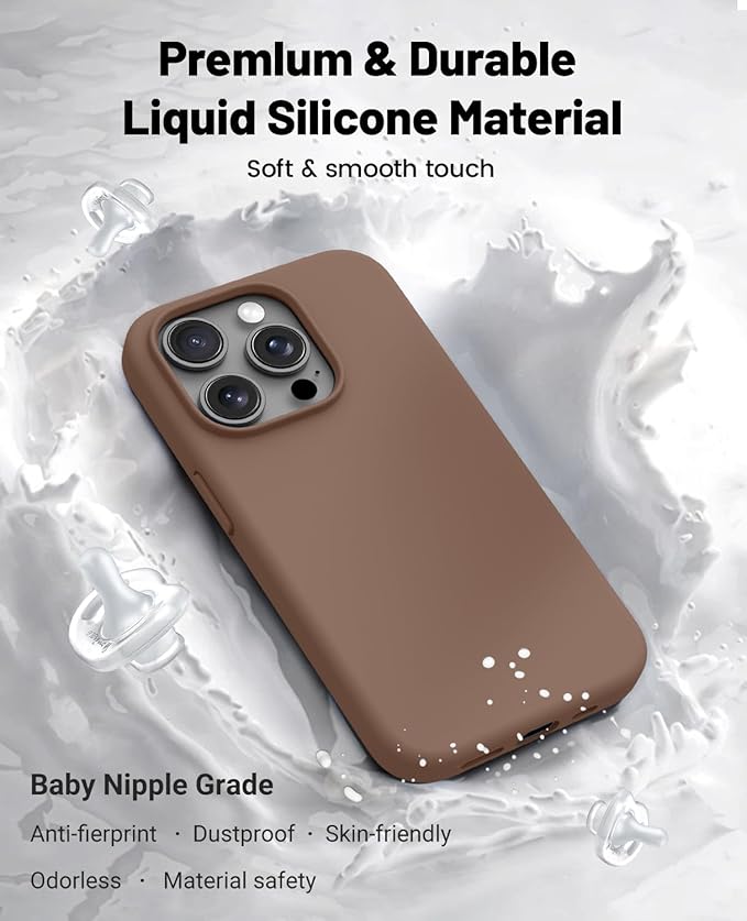 OTOFLY for iPhone 15 Pro Case [Compatible with MagSafe] Full-Body Silicone Shockproof Slim Thin Phone Case for iPhone 15 Pro 6.1 inch (Light Brown)
