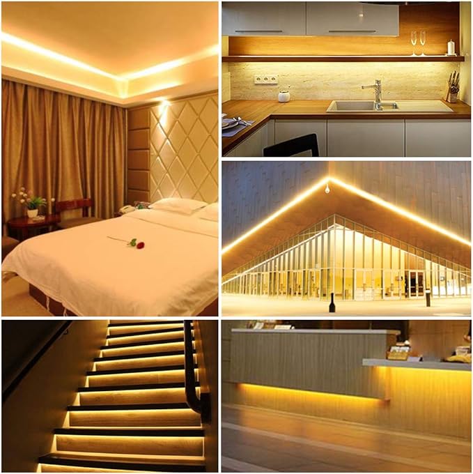 BTF-LIGHTING FCOB COB LED Strip 528LED/m Flexible High Density Uniform Light 14W/m 16.4FT DC24V Warm White 3000K CRI 90+ 10mm Width for Home Indoor Decoration(No Adapter or Controller)