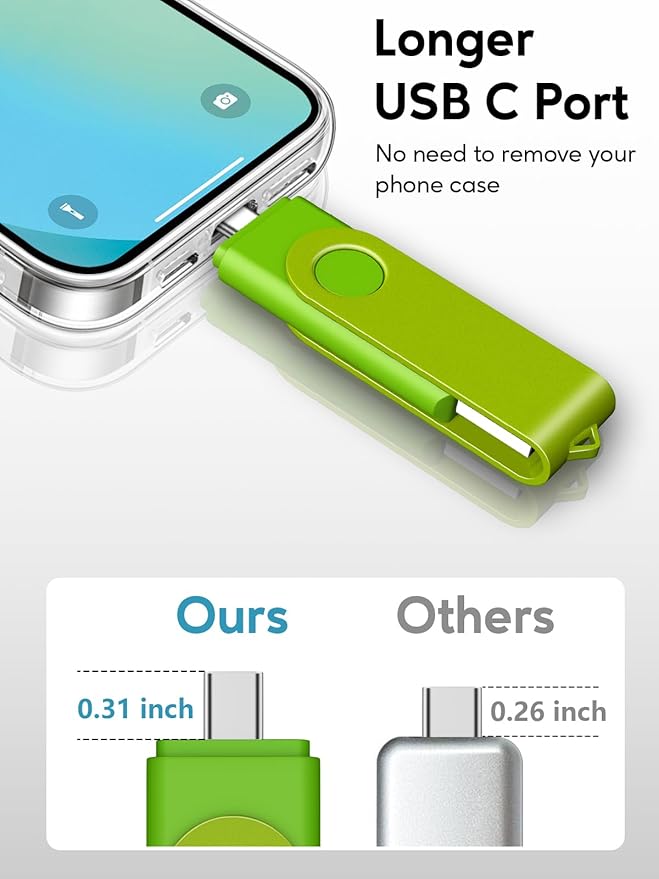 AreTop 16GB USB C Thumb Drive Dual USB 2.0 Flash Drive 16GB USB Drive Swivel Design 2-in-1 Portable Type-C Memory Stick for Android Smartphone, Computers, MacBook, Tablets, PC, 5 Pack