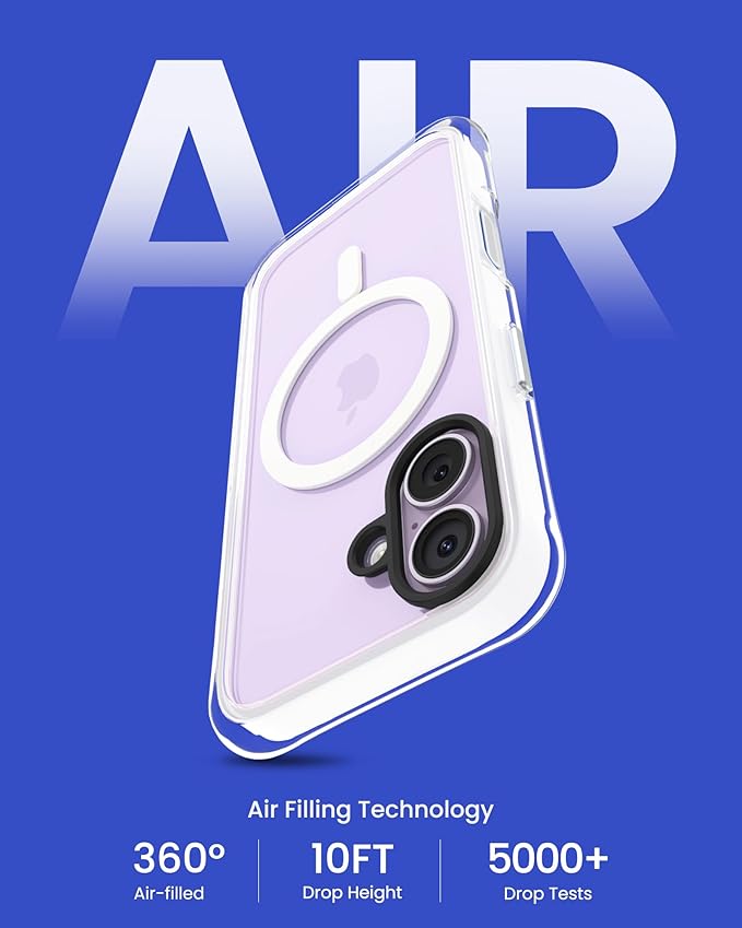 ORNARTO Air Case for iPhone 17 Clear | Military-Grade Drop Protection | Camera Control Button | Compatible with MagSafe | Built-in Air Phone Cover - White