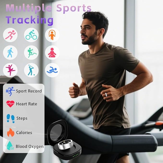 Smart Ring for Women – Fitness Tracker Ring with Heart Rate, SpO2, Blood Pressure, Sleep Monitoring, Step & Calorie Counter, No Subscription Fee, iOS & Android Compatible (Silver, 14)