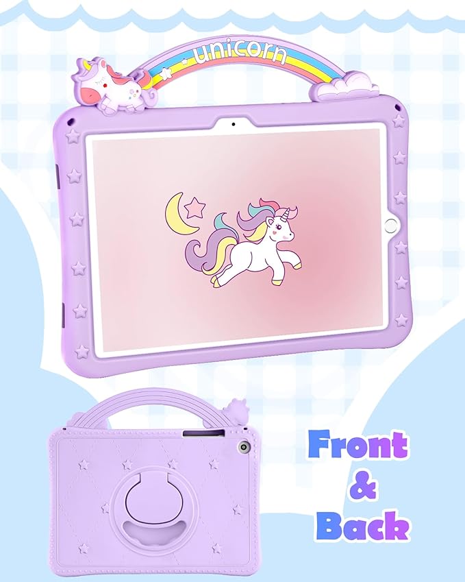 Wazzasoft for Samsung Galaxy Tab A9 Plus Case 11" - Girls Cute Girly Cartoon Kawaii Pretty Purple Unique Design Silicone Cover with Rotating Stand & Strap Women Funda for Samsung A9 Plus Tablet Case