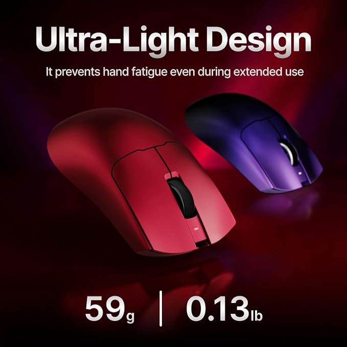 EWEADN S9 Pro Wireless Gaming Mouse, 59g Ergonomic Computer Mouse, 2.4Ghz/Bluetooth/USB-C, 8K Polling Rate, 26000 DPI, PAW3395 Optical Sensor, 250Hrs Battery Life, Programmable for PC/Win/Mac