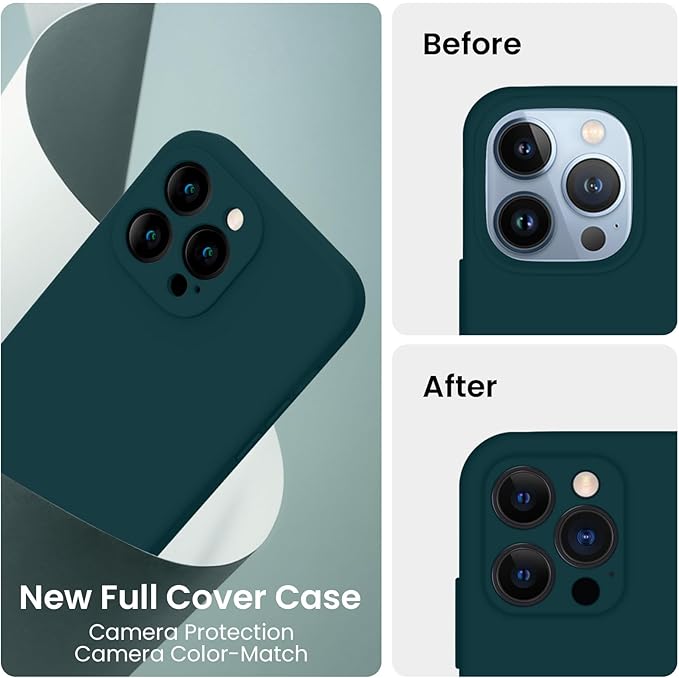 FireNova Designed for iPhone 13 Pro Max Case, Silicone [Camera Protection] Phone Case, Soft Anti-Scratch Microfiber Lining Inside, 6.7 inch, Teal