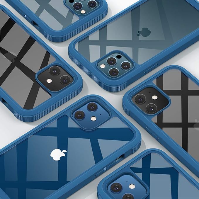 Diaclara Designed for iPhone 12 Mini Case, Full Body Rugged with Built-in Touch Sensitive Anti-Scratch Screen Protector, Soft TPU Bumper Case for iPhone 12 Mini 5.4" (Blue and Clear)