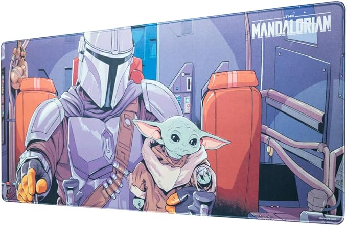 Grupo Erik XXL Mouse Pad - The Mandalorian Star Wars Gifts | Gaming Desk Mat 31.5 x 13.8 inches, Non-Slip Rubber Keyboard & Mouse Mat Large | Grogu Gifts Baby Yoda