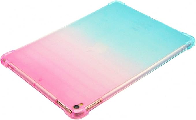 Translucent Frosted TPU Back Case for Apple iPad Air 3 (3rd Gen) 10.5" 2019 and iPad Pro 10.5" (2017) Gradient Color Impact Resistant Corner Protection Shockproof Cover, Pink & Green