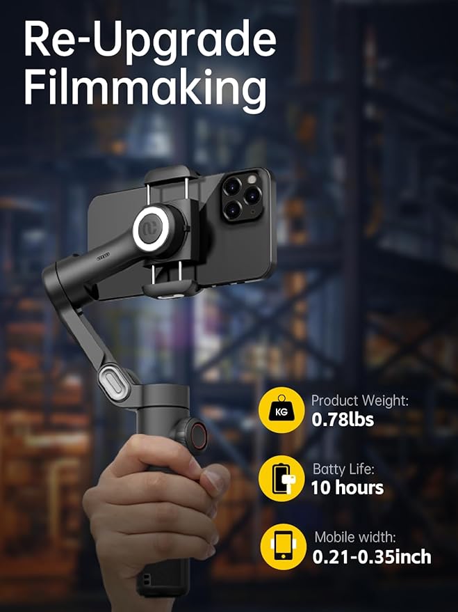AOCHUAN Phone Gimbal Stabilizer 3-Axis Smartphone Foldable Gimbal for iPhone Gimble with Focus Wheel TikTok YouTube Vlog Stabilizer -AOCHUAN Smart XE&E10 Aluminum Extension Rod
