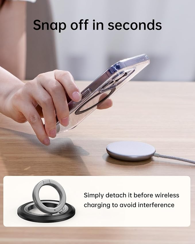 SYNCWIRE Magnetic Phone Ring Holder for MagSafe [2 Pack], 360° Rotation Dual Sided Magnet Grip Cell Phone Ring Stand Finger Kickstand Compatible with iPhone 17 16 15 14 13 12 Pro Max fits MagSafe