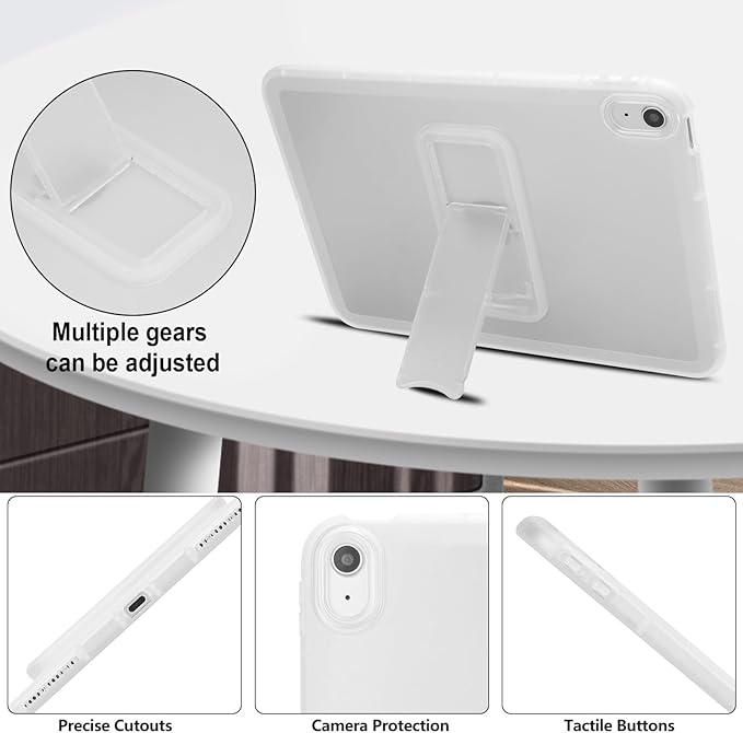 Slim Case for iPad (A16) 11th Generation 11 Inch 2025 / iPad 10th Generation 10.9 Inch 2022, Built-in Kickstand Non-Slip Shockproof Rugged Protective for iPad 11th 10th Gen, Clear