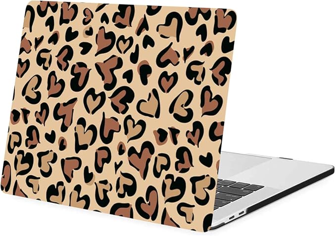Laptop Hard Cover Compatible with MacBook Air 13 inch Case 2017 2016 2015 2014 2013 2012 2011 2010 Release Model A1466 A1369, Plastic Hard Shell Case & Keyboard Cover Skin, Heart Leopard