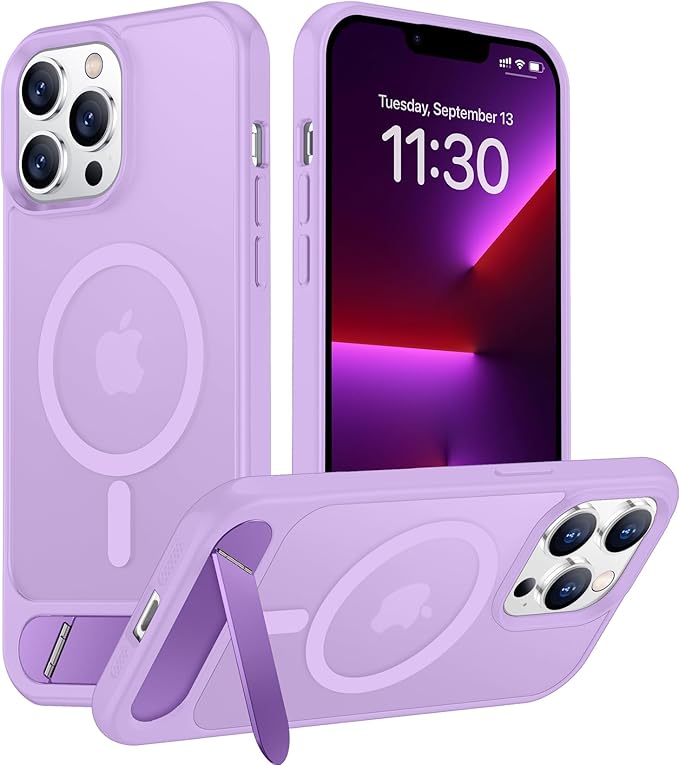 Magnetic Compatible with iPhone 13 Pro Max Case, [Built-in Invisible Kickstand][Compatible with MagSafe][Military Grade Shockproof] Slim Translucent Matte Phone Case for iPhone 13 Pro Max 6.7"