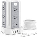 Power Strip Surge Protector, 10 Ft Extension Cord with 12 AC Multiple Outlets 4 USB (1 USB C), SMALLRT Power Tower Desktop Charging Station