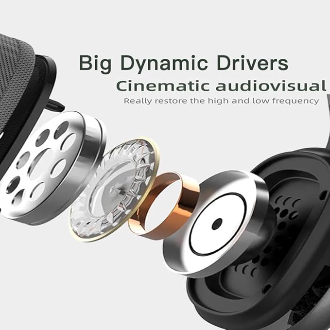 Upgraded Hybrid Active Headphones with Transparent Modes Playtime Wireless Bluetooth with Mic Deep Bass Soft-Earpads Fast Charging-Green