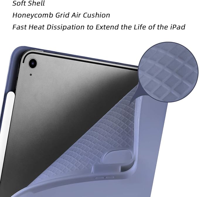 Cases for iPad Pro 12.9 Case 6th/5th/4th Generation (2022/2021/2020) with Pencil Holder [Apple Pencil Wireless Charging] Soft TPU Smart Tri-fold Stand Protective Cover(Lavender)