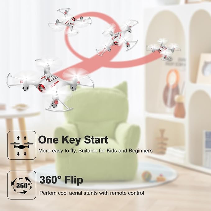 Cheerwing Syma X20 Mini Drone RC Nano Quadcopter with Auto Hovering 3D Flip(White)
