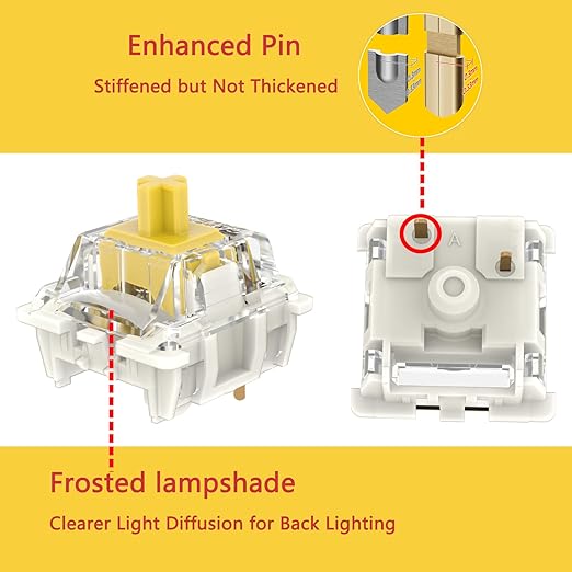 Gateron G Pro 3.0 Yellow Switches for Mechanical Keyboard,3-Pin 50gf Linear/Pre-Lubed/Pin-Enhanced Switches(108pcs,Yellow 3-Pin)