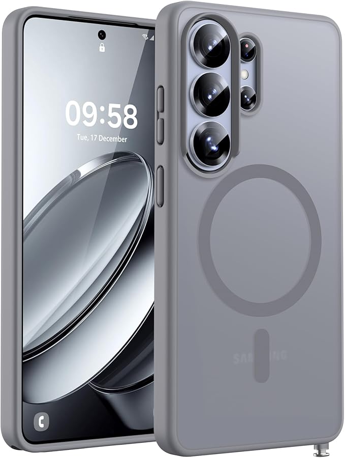 TOCOL for Samsung Galaxy S26 Ultra Case, Built-in Magnetic Ring, Drop Protection, Slim Translucent Matte Phone Case for Galaxy S26 Ultra 6.9 inch (Gray)