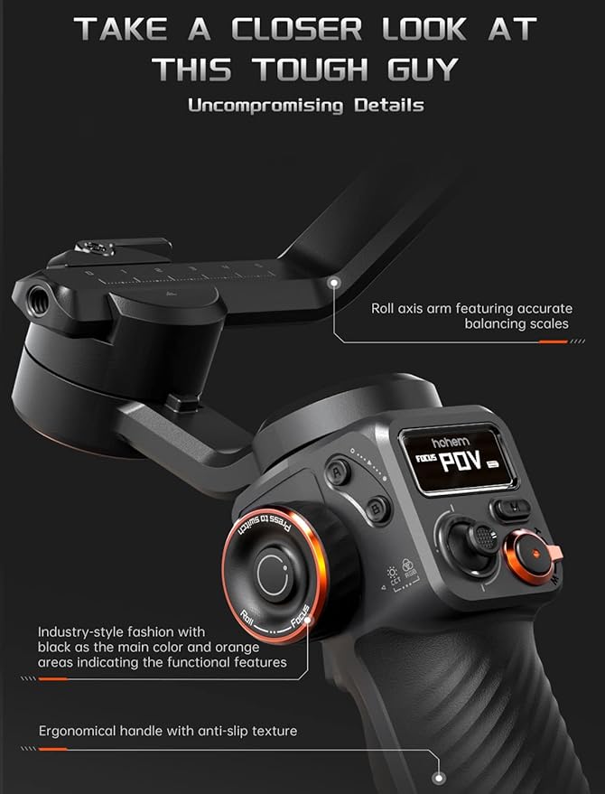 Hohem iSteady M6 Kit Smartphone Gimbal Stabilizer 3-Axis with Magnetic Fill Light/AI Tracking Sensor for iPhone Android with 0.91-inch OLED Display Max Payload 400g