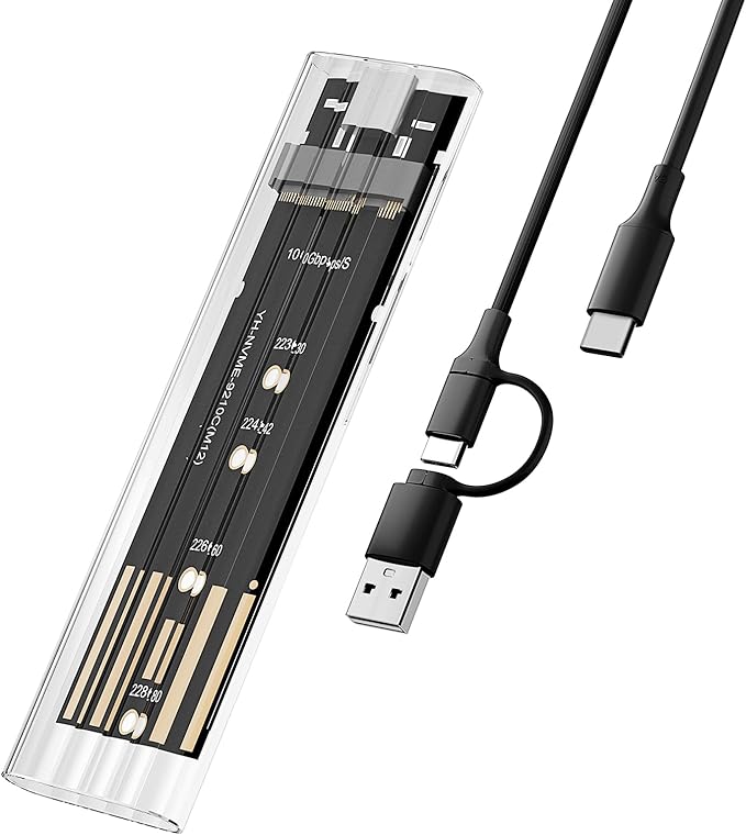 M.2 NVMe SSD Enclosure, High-Speed to USB Enclosure with USB 3.2 Gen 2 10Gbps, Compatibility for NVMe SSD M-Key/(B+M) Key, for 2230/2242/2260/2280 SSDs with C-C to A Cable