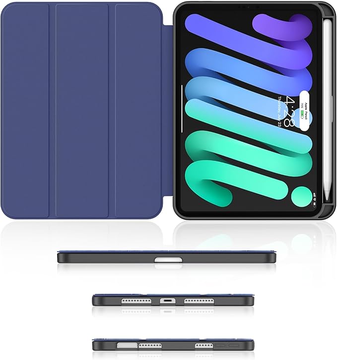 Soke Case for iPad mini 7(A17 Pro) 2024/iPad Mini 6 2021 8.3 inch with Pencil Holder-[Pencil Charging + Auto Wake/Sleep], Soft TPU Back Cover for iPad mini 7th/6th Generation(Ocean Marble)