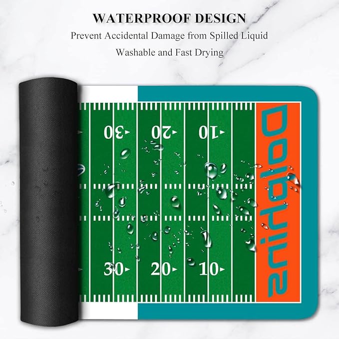 Large Gaming Mouse Pad, Mousepad with Non-Slip Rubber Base for Laptop Computer Desktop Keyboard,Football Fans Boy Husband Gift Little Green Design Mat