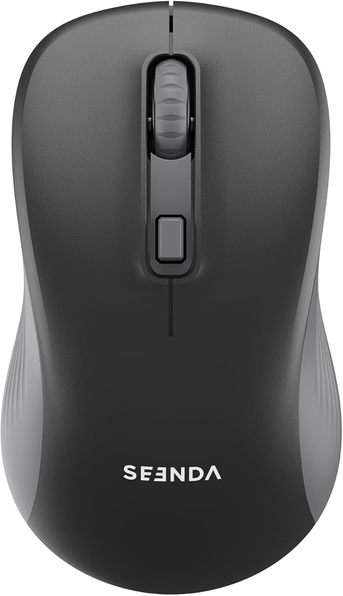 seenda Bluetooth Wireless Mouse, Bluetooth & 2.4G USB Dual Mode, Quiet Clicks, 1600 DPI Smooth Tracking, Ergonomic Design, 24-Months Battery Life, Portable Mouse for Laptop/Mac/Ipad/PC/Tablet-Black