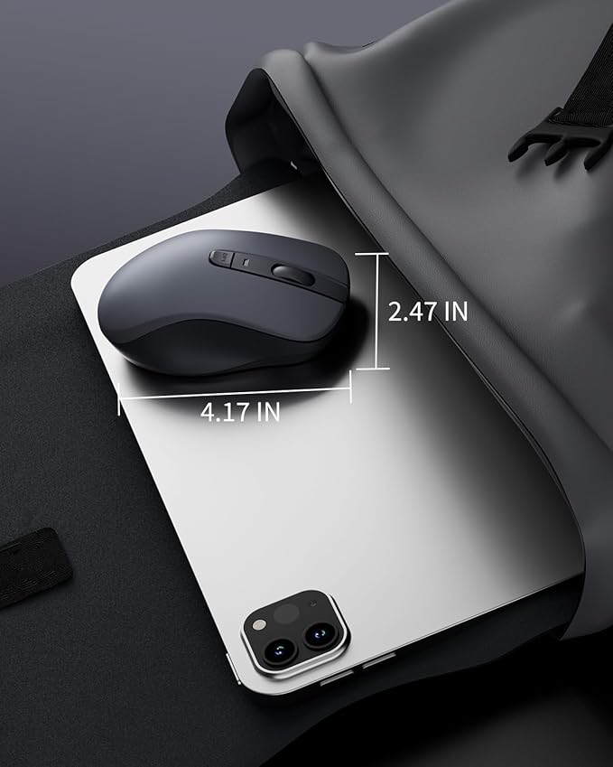 WL300 Bluetooth Mouse Silent Wireless Mice, Quiet Click, Cordless Computer Mouse with 6 Buttons, Sculpted Grip, Adjustable DPI for Laptop, PC, Mac, 18-Month Battery Life for Work or Travel ( Grey)